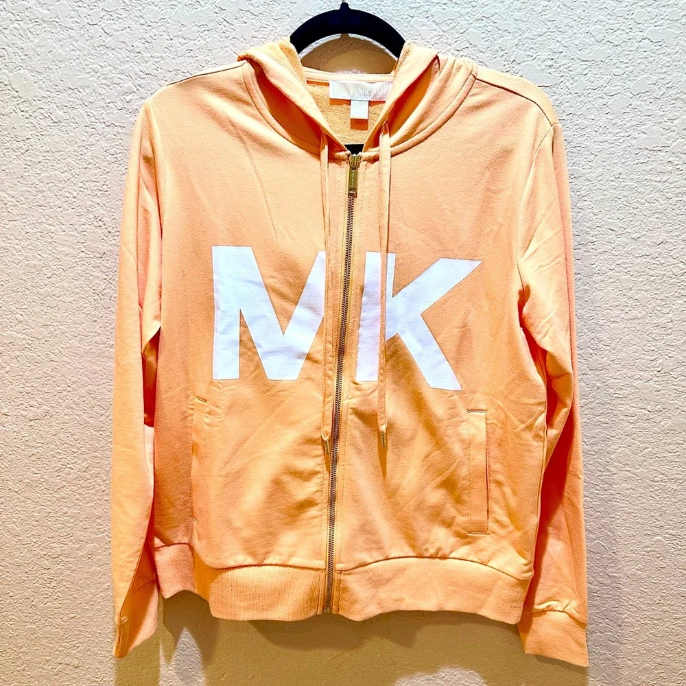 NWT MICHAEL KORS Peach Logo Hoodie Sweatshirt Women’s Size Medium - Picture 1 of 6